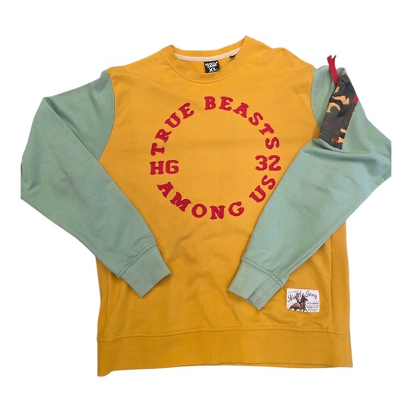 Hustle Gang Mens Crewneck Long Sleeve XL Speak no evil Sportsman Color block - Picture 1 of 10